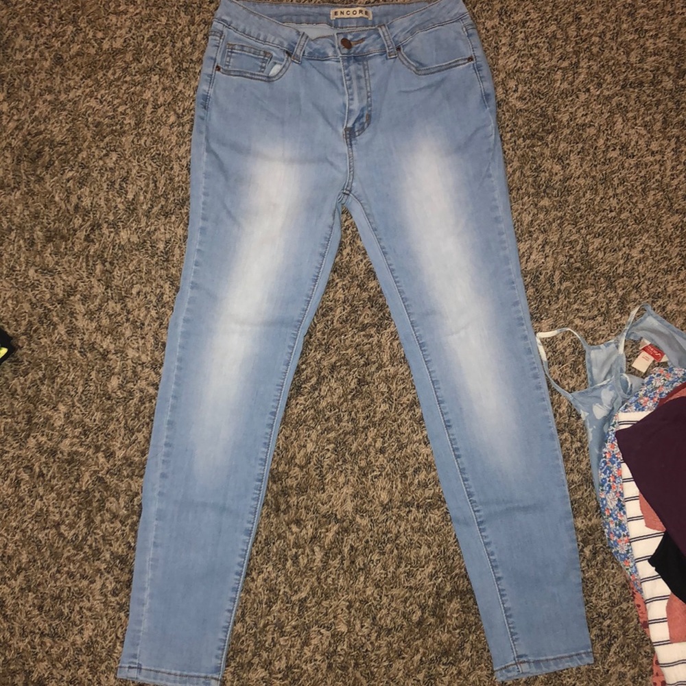 Jeans, light washed, clothing
